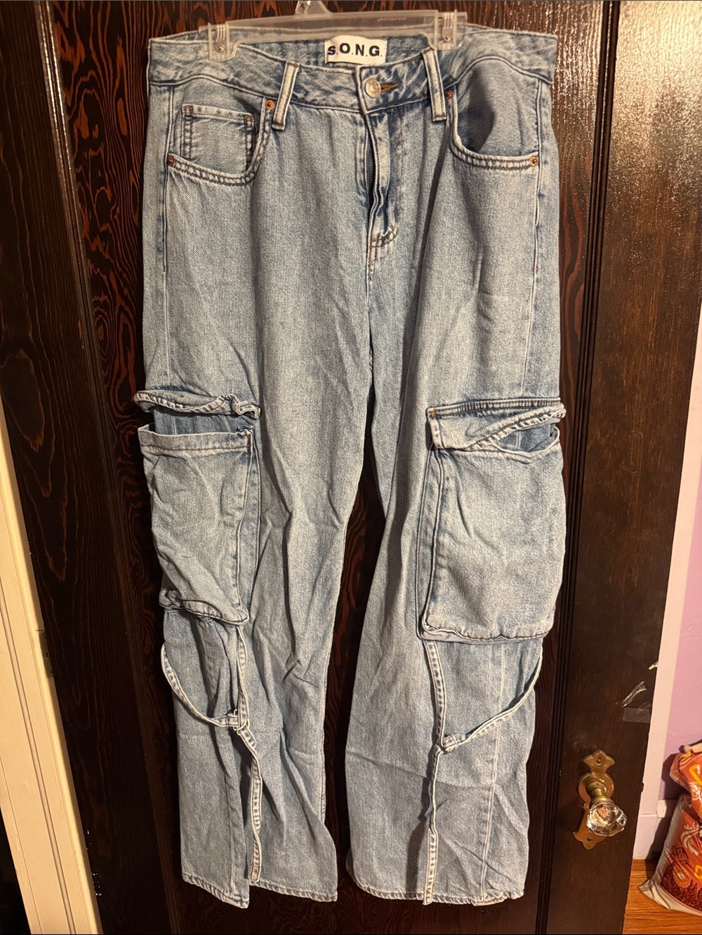 Women’s Light Blue Cargo Jeans
